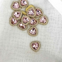 Стразова серединка "Сердечко", розмір 2,3х2,4см, ніжно рожевого кольору 