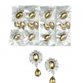 Стразова серединка з підвіскою, металева, світло золотого кольору, 2,5х4,5см