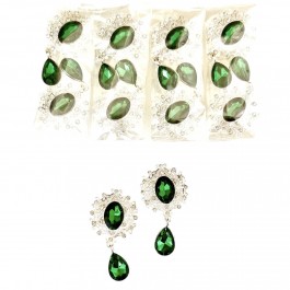 Стразова серединка з підвіскою, металева, зеленого кольору, 2,5х4,5см