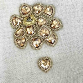 Стразова серединка "Сердечко", розмір 2,3х2,4см, золотистого кольору