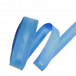 Репсова стрічка з атласом 2,5см насичено блакитного кольору