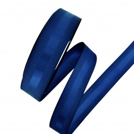 Репсова стрічка з атласом 2,5см темно синього кольору