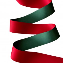 Сатинова стрічка, двостороння, шириною 3,8см, колір червоний+зелений