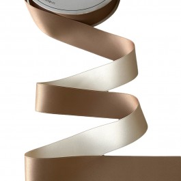 Стрічка сатинова, двостороння, ширина 3,8см, колір пудровий+молочний