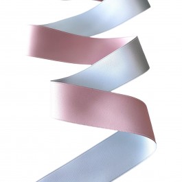 Стрічка сатинова двостороння, шириною 3,8см, колір ніжно рожевий+блакитний