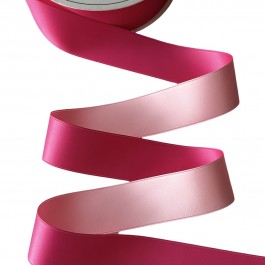 Стрічка сатинова, двостороння, розмір 3,8см, колір рожевий+ніжно рожевий