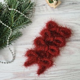 В'язані бантики-шнурочки бордового кольору ручної роботи