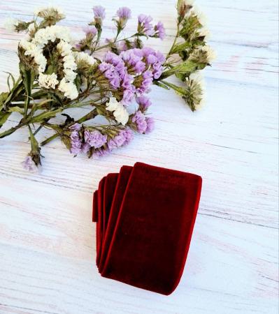 Оксамитова стрічка 4см бордового кольору