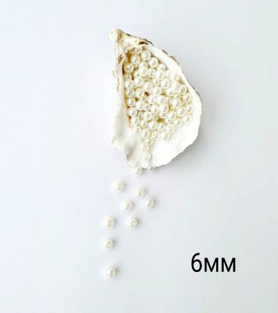 Намистини (перлини) 6мм колір айворі (75шт)