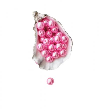 Намистини (перлини) 10мм рожевого кольору (25шт)