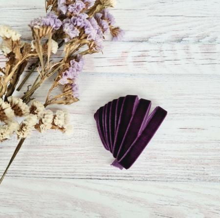 Оксамитова стрічка 1см темно фіолетового кольору