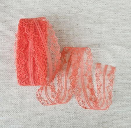 Мереживо "Квіткова доріжка" коралове шириною 4см