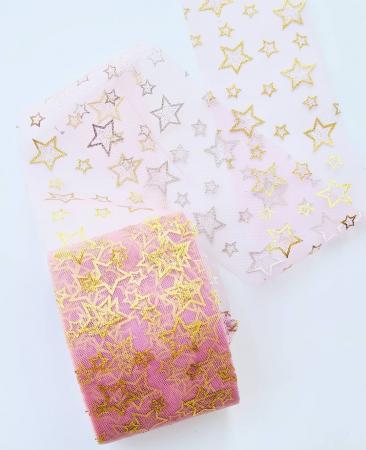 Фатин рожевий в зірочки