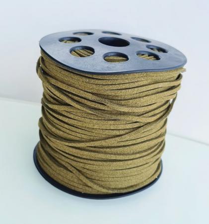 Замшевий шнур, шириною 3мм, темно трав"яного кольору