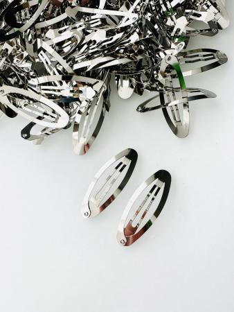 Клік-клак для волосся овальні 5см срібного кольору