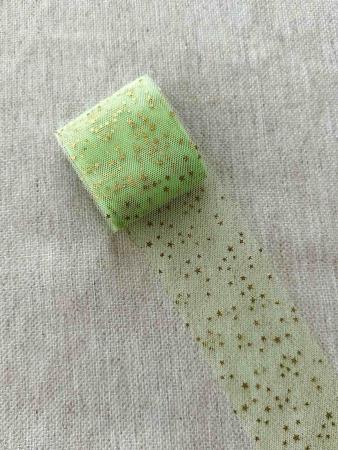 Фатин салатовий в золоті зірочки