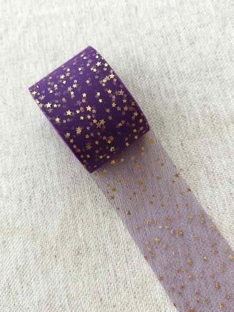 Фатин фіолетовий в золоті зірочки