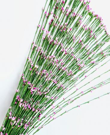 Гнучка гілочка з тичинками рожеві на зеленій проволці