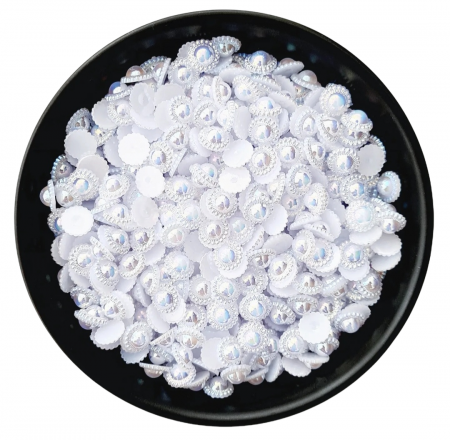 Півнамистини "квіточка" білий перламутр 9мм 