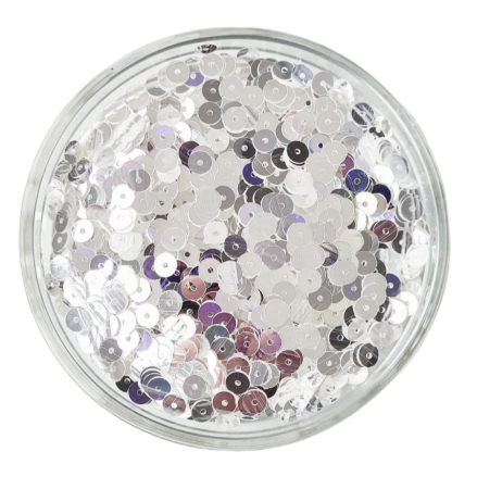 Паєтка плоска 5мм білий з срібним відливом