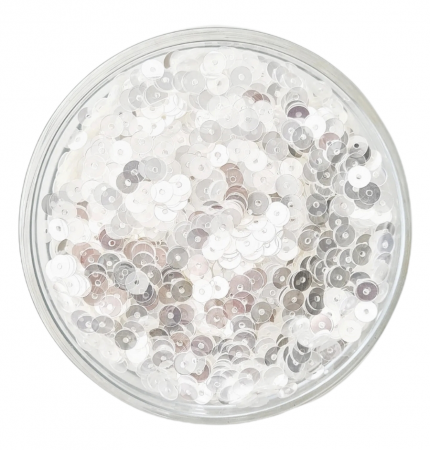 Паєтка плоска 5мм білого кольору хамелеон