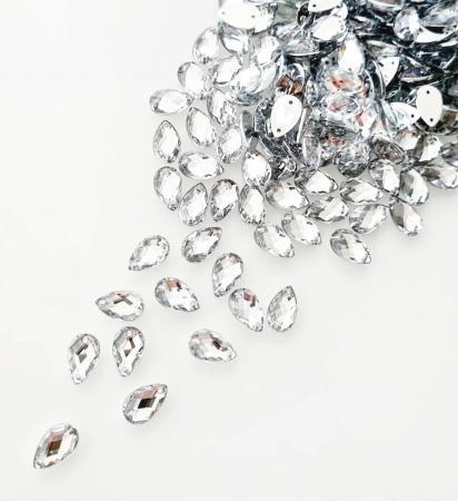 Стрази "капля" (Преміум) акрилові, кристальні, пришивні 8х13мм