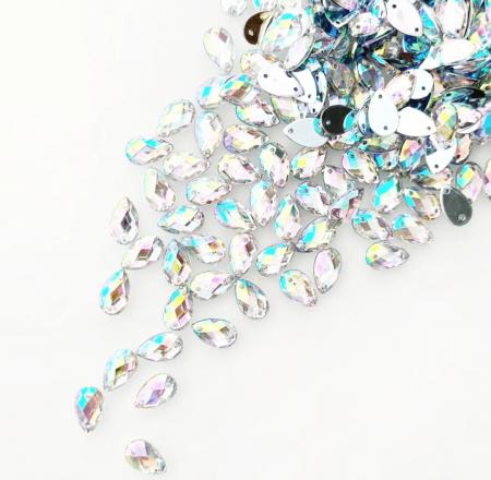 Стрази "капля" (Преміум) акрилові, кристальні, пришивні 8х13мм