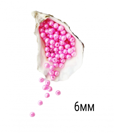 Намистини (перлини) 6мм  рожевого (75шт)