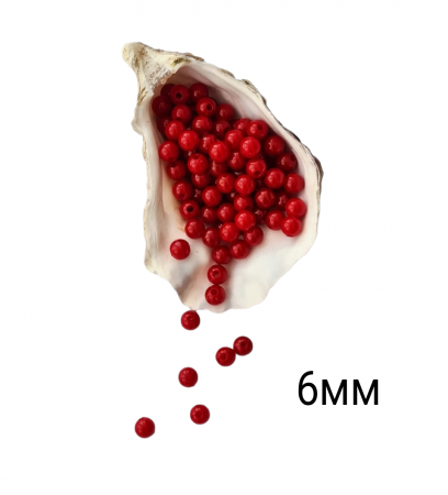 Намистини (перлини) 6мм червоного кольору (75шт)