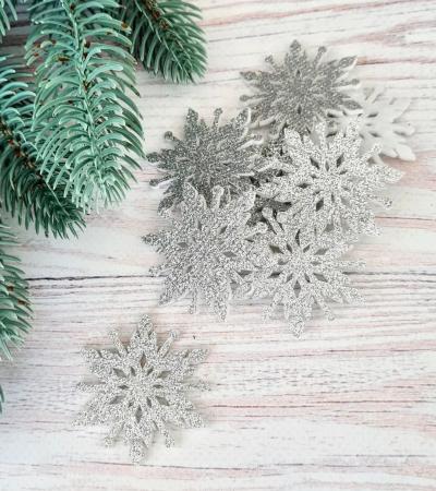 Сніжинки глітерні срібного кольору