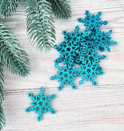 Сніжинки глітерні насичено блакитного кольору