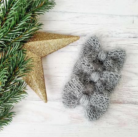 Бантики в'язані сірого кольору ручної роботи