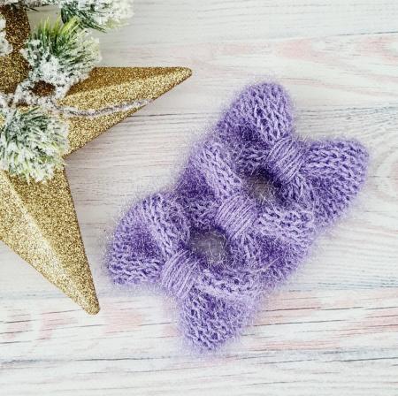 Бантики в'язані бузкового кольору ручної роботи