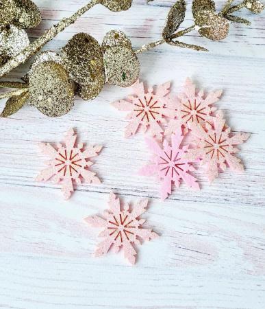 Сніжинки глітерні ніжно рожевого кольору