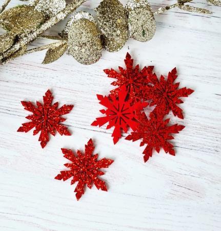 Сніжинки глітерні червоного колору