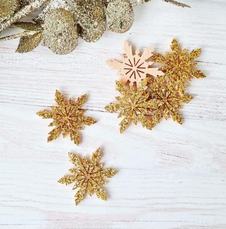 Сніжинки глітерні золотого кольору