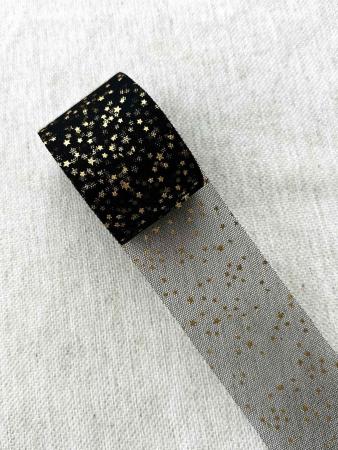 Фатин чорний в золоті зірочки