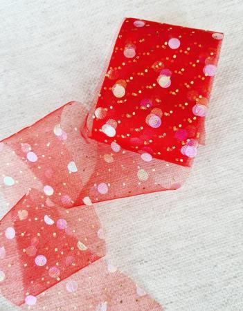 Фатин червоний в горох