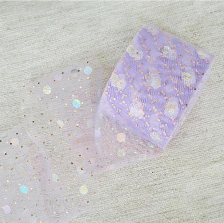 Фатин лавандовий  в горох