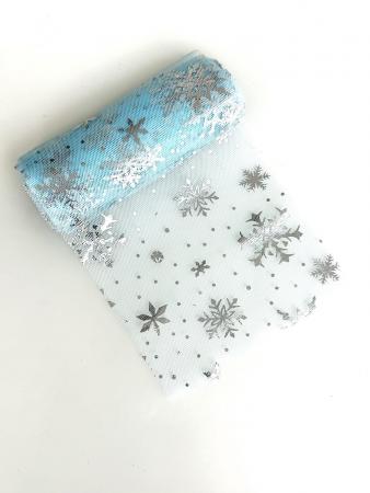 Фатин бірюзовий в сніжинку 13см