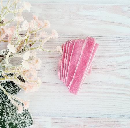 Оксамитова стрічка з блиском 1см рожевого кольору