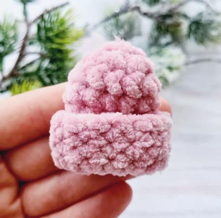 Шапочки в'язані рожева пудра