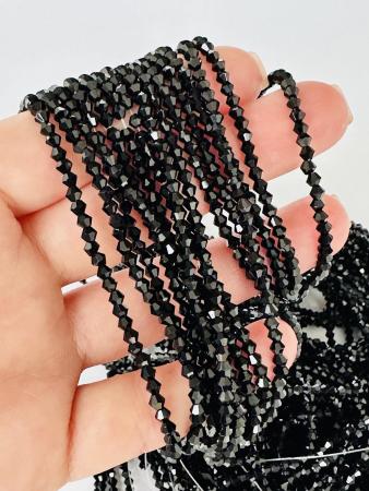 Кришталеві намистини 2,7х3мм (Біконус) чорного кольору