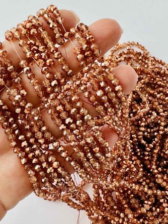 Кришталеві намистини 3,6х4,5мм (Рондель) червоно-золотого кольору