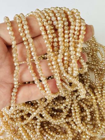 Кришталеві намистини 3,6х4,5мм (Рондель) кольору капучіно