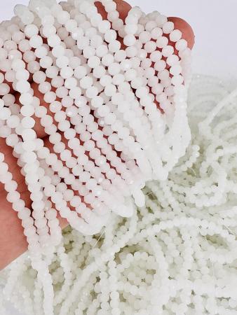 Кришталеві намистини 3,6х4,5мм (Рондель) колір білий нефрит