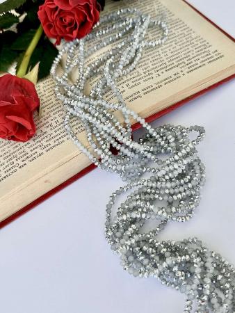 Кришталеві намистини 3,6х4,5мм (Рондель) сіро-срібного кольору 