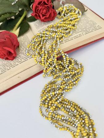 Кришталеві намистини 3,6х4,5мм (Рондель) жовтого кольору