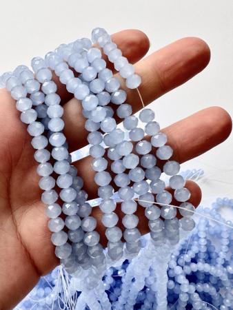 Кришталеві намистини 4,4х6мм (Рондель) матового блакитного кольору