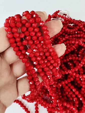 Кришталеві намистини 4,4х6мм (Рондель) червоного кольору